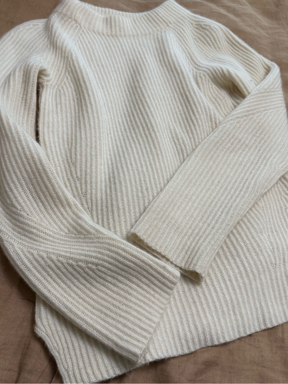 Ann Taylor Cashmere Cozy Cream Ribbed Women's Sweater - Picture 10 of 12